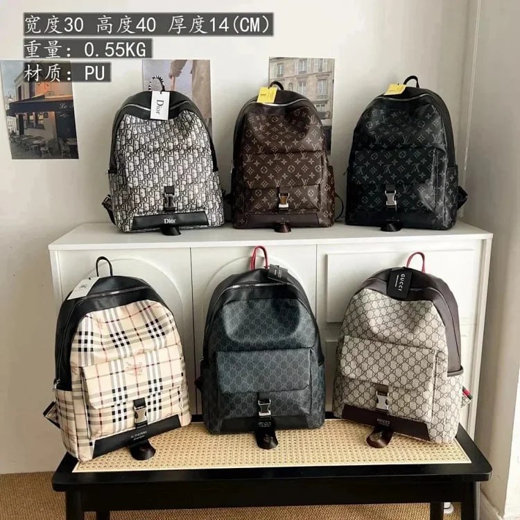Dior Oblique / Louis Vuitton Monogram / Gucci GG Marmont / Burberry Check Backpacks [40 styles]