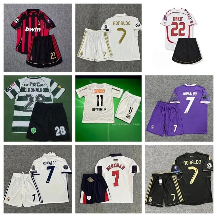Real Madrid Cristiano Ronaldo & Beckham Official Replica Soccer Jersey Set [20 styles]