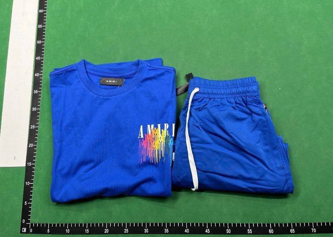 Amiri Rainbow Drip Logo T-Shirt/Shorts Set [6 styles] -1