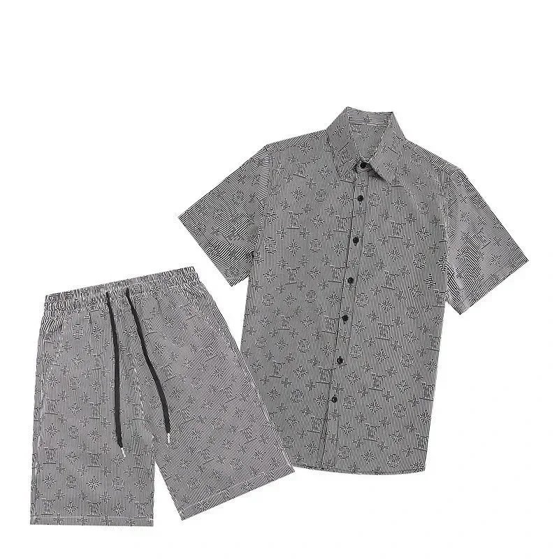 Summer hot-selling pattern refreshing shirt and shorts set -4