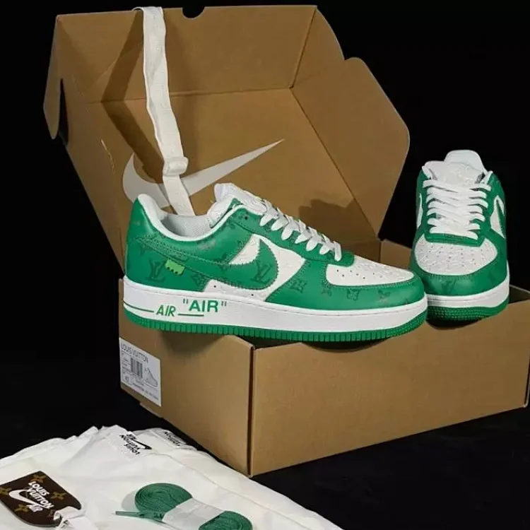 Louis Vuitton x Nike Air Force 1 Low Green White Sneakers